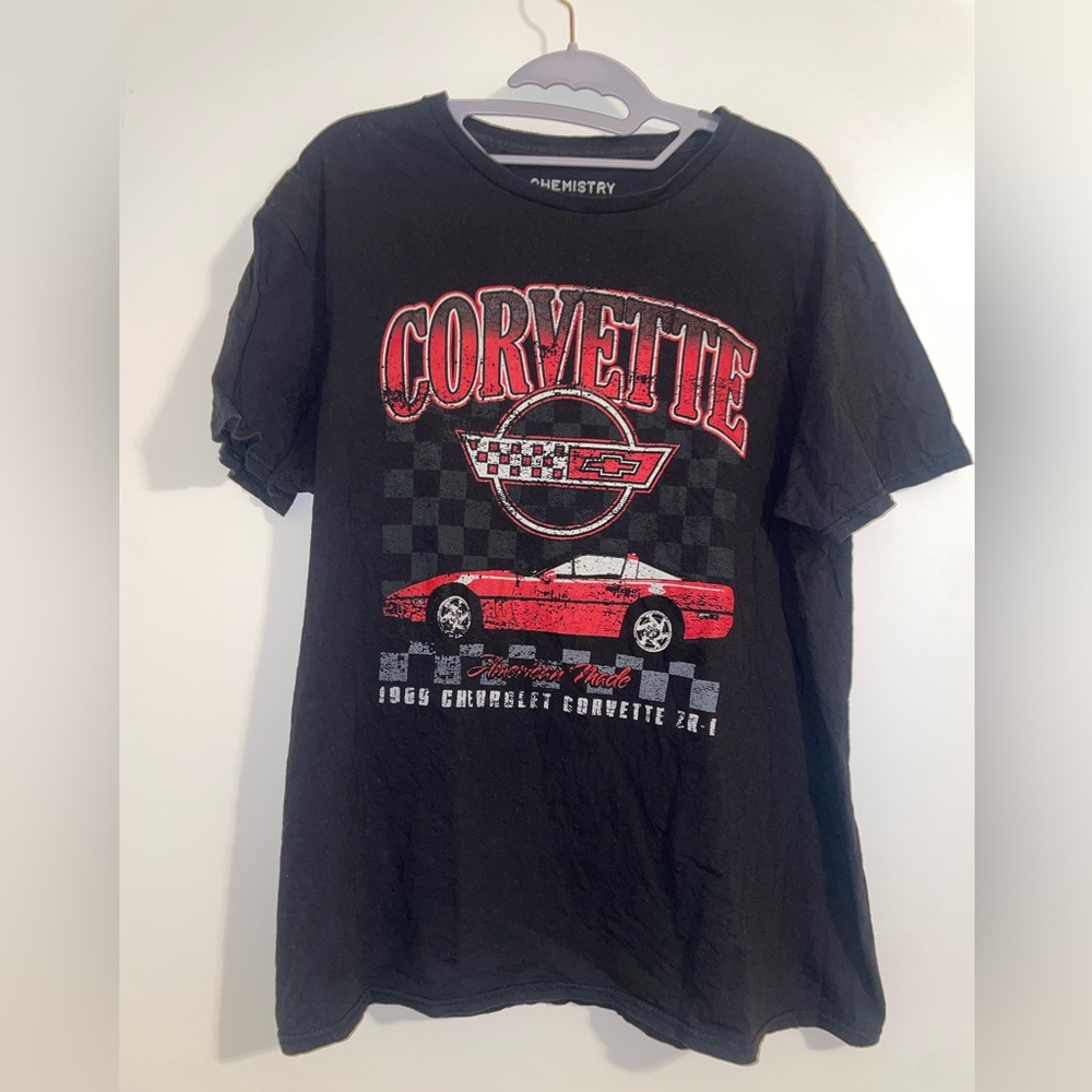 Chemistry Black Tee with Red Corvette Graphic